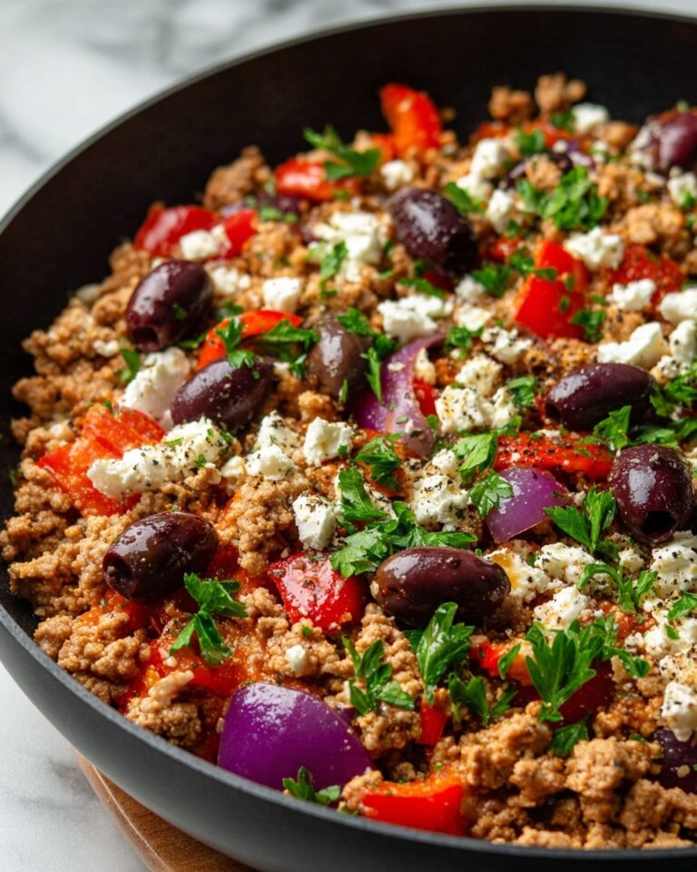Mediterranean Keto Ground Chicken Skillet with Olives and Feta Recipe