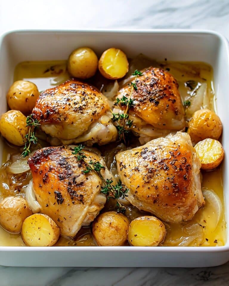 Creamy Baked Chicken Thighs with Potatoes and Onions Recipe