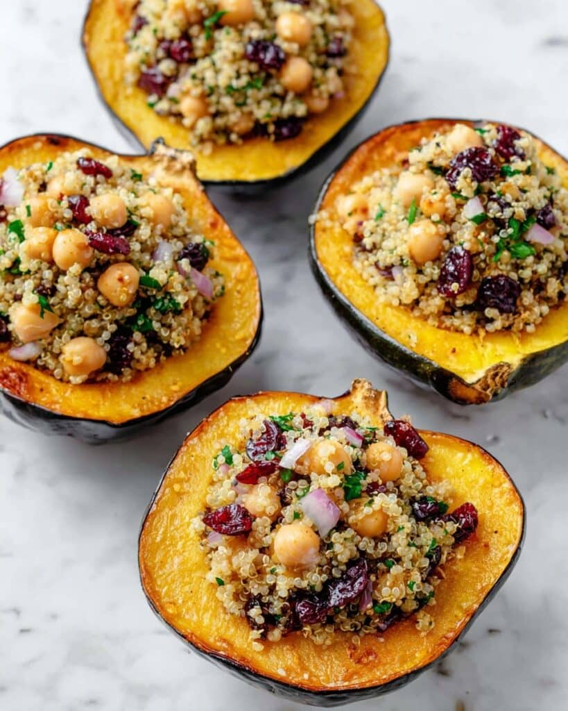 Vegan Stuffed Acorn Squash with Quinoa and Cranberries Recipe