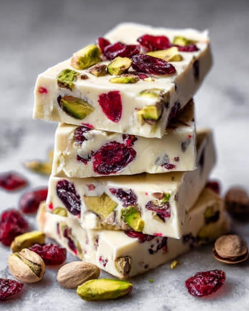 Cranberry Pistachio White Chocolate Bark Recipe