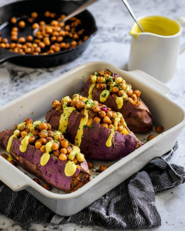Stuffed Purple Sweet Potatoes with Turmeric Tahini Recipe
