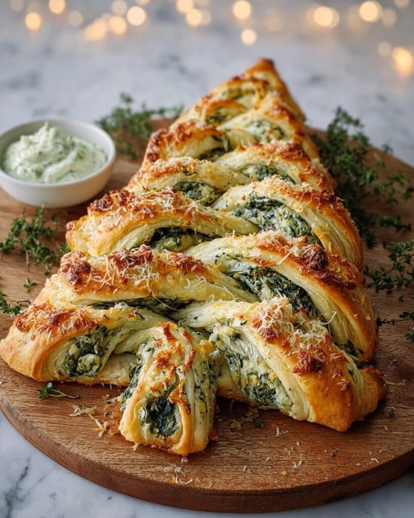 Cheesy Artichoke and Spinach Christmas Tree Pull-Apart Recipe