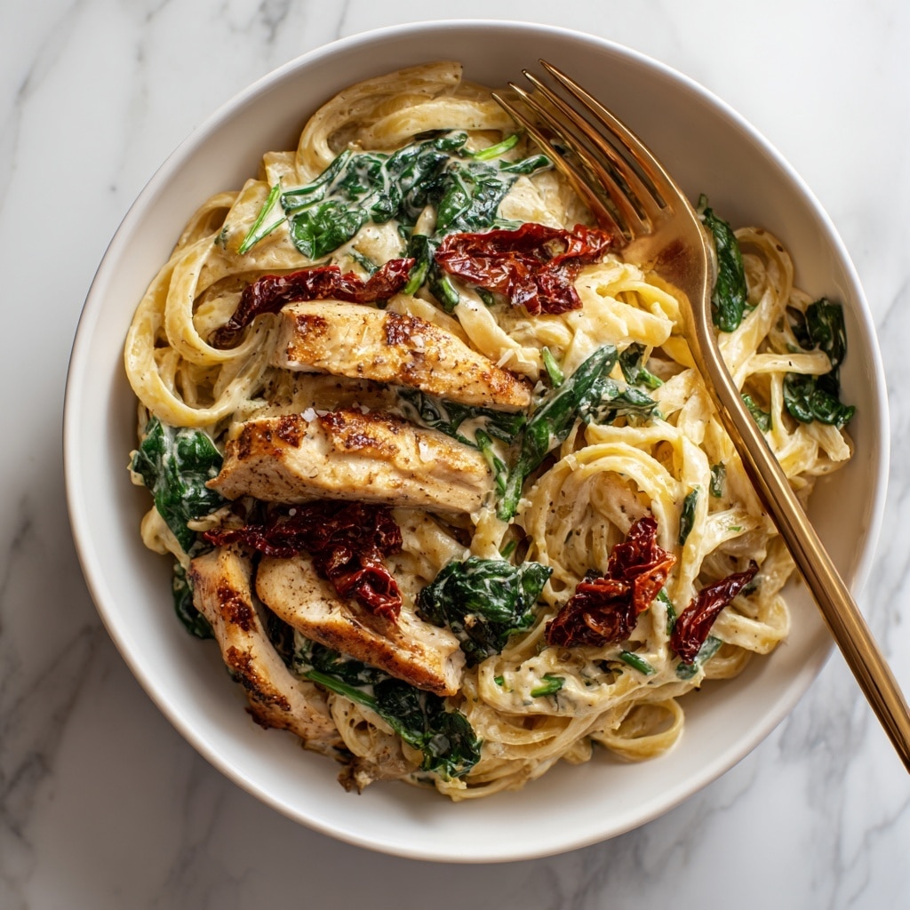 A white round pan filled with a creamy dish that has a thick texture, showing a mix of orange and light brown colors. Pieces of cooked chicken are layered inside, with some green leafy herbs scattered on top. There is a wooden spoon resting on the pan, partially covered in the sauce. The pan sits on a white marbled surface. photo taken with an iphone --ar 4:5 --v 7