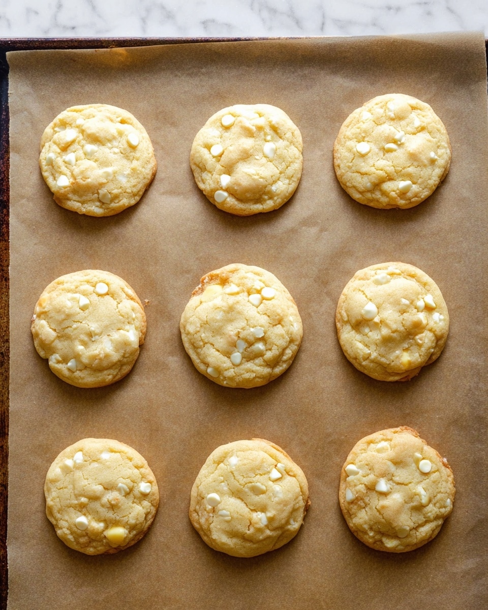 A close-up image of a white round plate filled with several soft, thick cookies. Each cookie has a light golden-yellow color with chunks of white chocolate chips scattered unevenly on and inside them. The cookies have a slightly crinkled and crumbly texture with a homemade look. The plate sits on a white marbled surface with a blue and white striped cloth partially visible to the left. The photo captures the cookies in soft natural light, emphasizing their fluffy and moist appearance. photo taken with an iphone --ar 4:5 --v 7