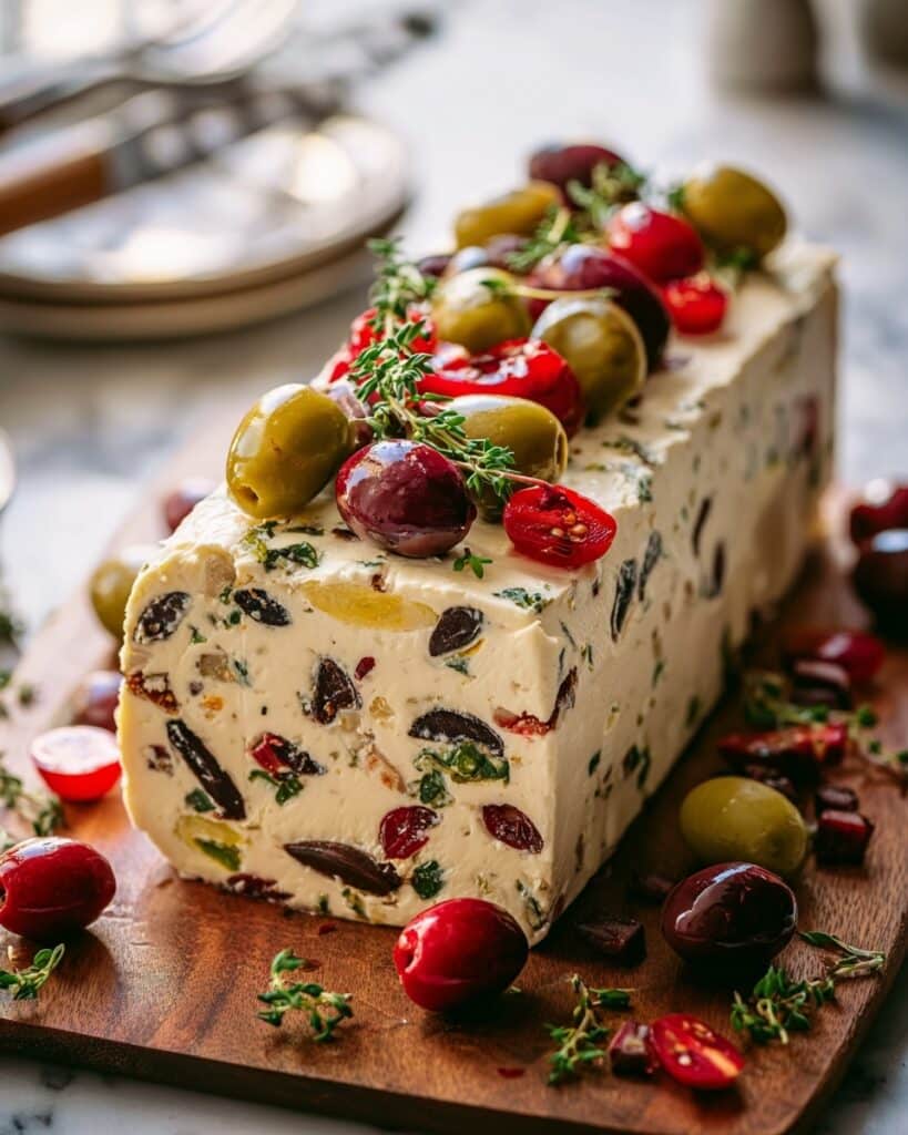 Festive Holiday Antipasto Cream Cheese Log Recipe