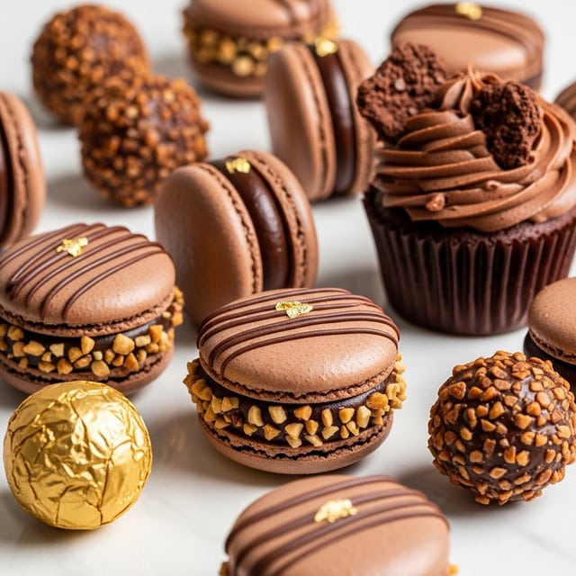 Nutella Ganache French Macarons with Toasted Hazelnuts and Edible Gold Leaf Recipe