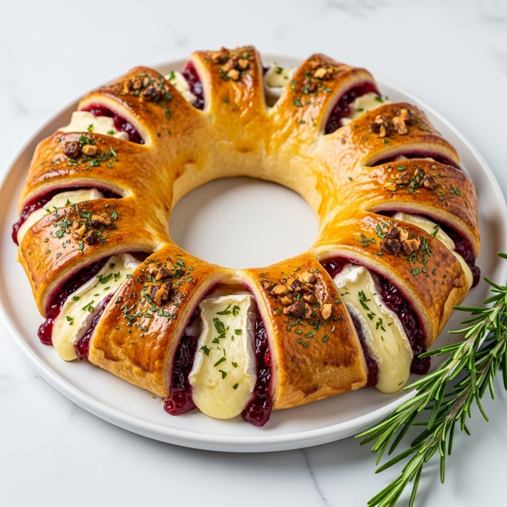 Brie Cheese and Cranberry Christmas Wreath Recipe