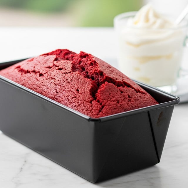 A loaf of red velvet cake sits on a white marbled surface, its rich red color showing clearly. The cake has a fine layer of white powdered sugar dusted evenly on top and on the two slices cut in front. The texture looks soft and moist with small air bubbles inside. A knife lies next to the cake, slightly blurred in the background. Photo taken with an iphone --ar 4:5 --v 7
