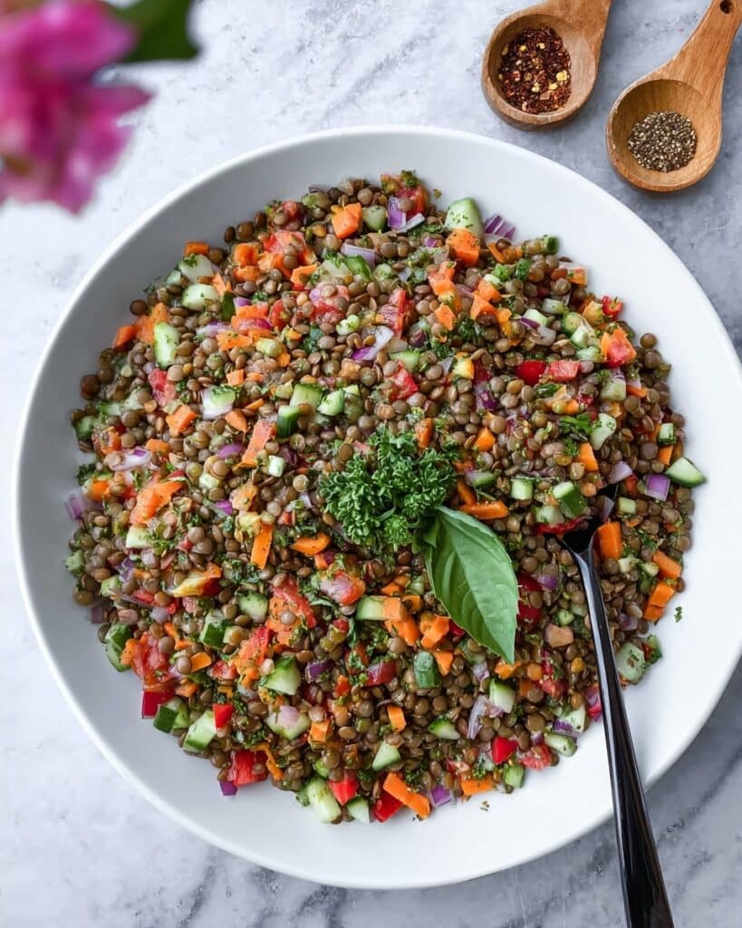 Colorful Lentil Salad with Tahini Dressing Recipe