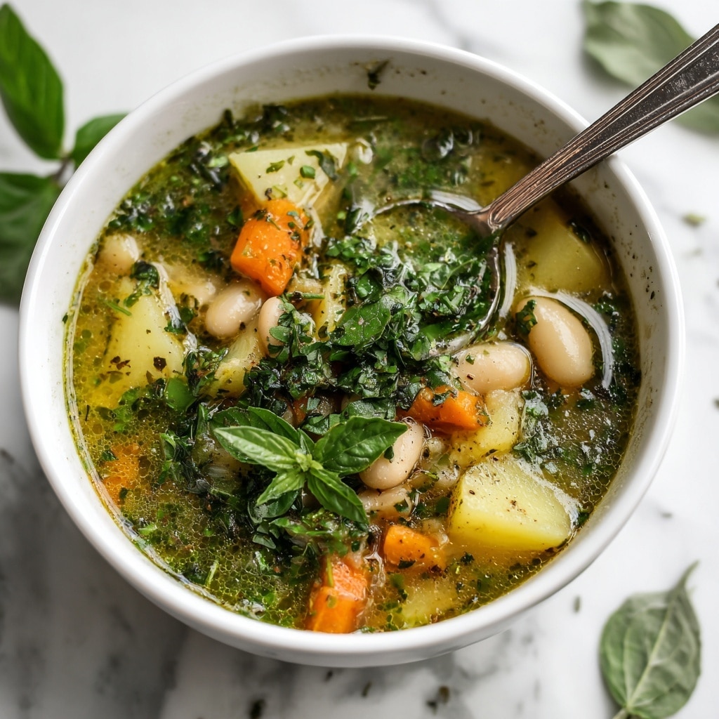 Italian Green Minestrone di Verdure with Basil Pesto Recipe