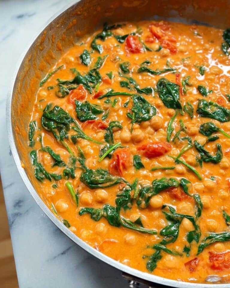 Creamy Vegan Tomato & Chickpea Stew with Basil and Parmesan Recipe