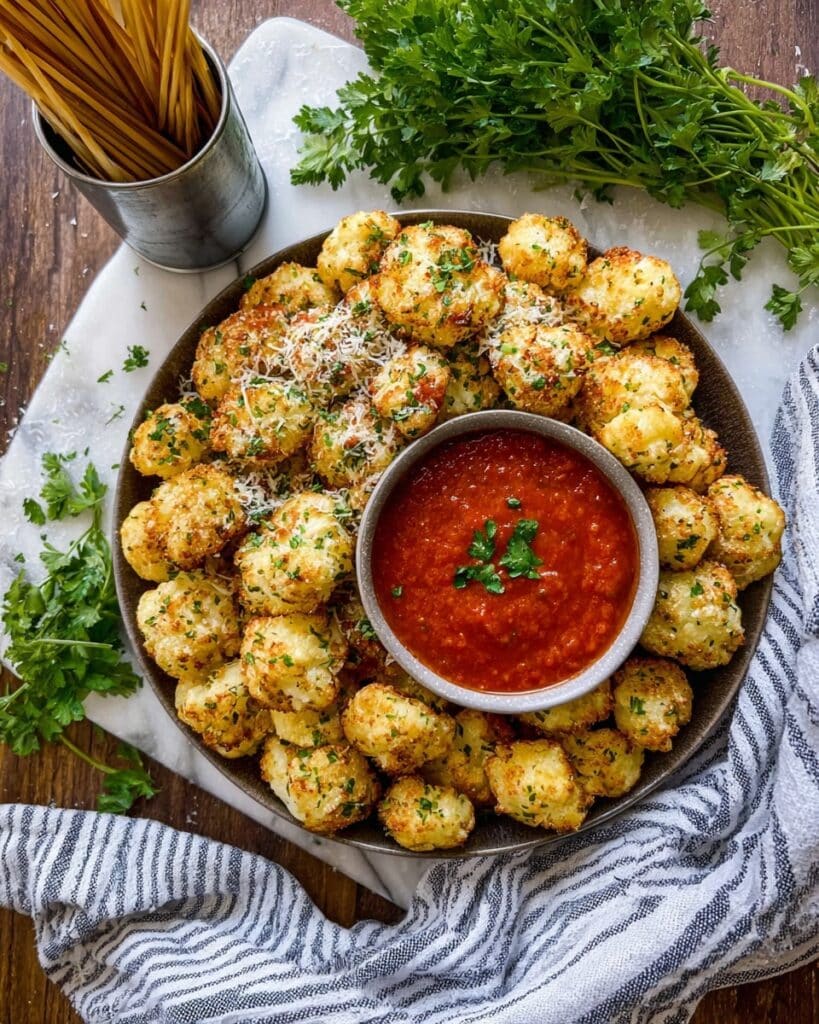 Tortellini Party Snacks with Crispy Coating and Marinara Dip Recipe