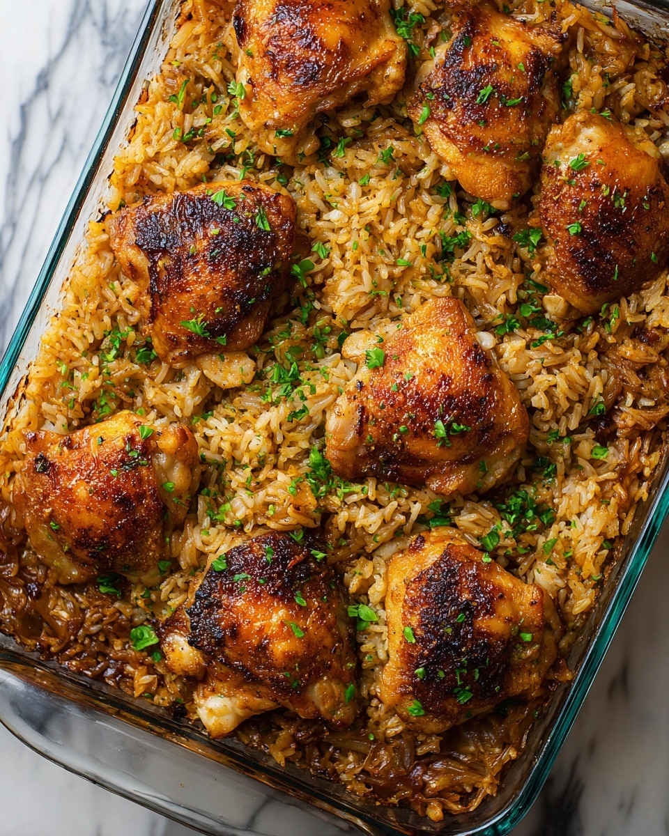 The image shows a close-up of a white plate filled with cooked rice mixed with mushrooms, giving the rice a light brown color and a soft texture. On top of the rice is a golden-brown, well-cooked piece of chicken with a slightly crispy surface and small green parsley pieces sprinkled over it. To the right, a silver fork holds a bite of chicken with rice and a mushroom piece, showing the tender inside of the chicken contrasted with the dark brown mushroom and moist rice. The plate sits on a white marbled surface. photo taken with an iphone --ar 4:5 --v 7