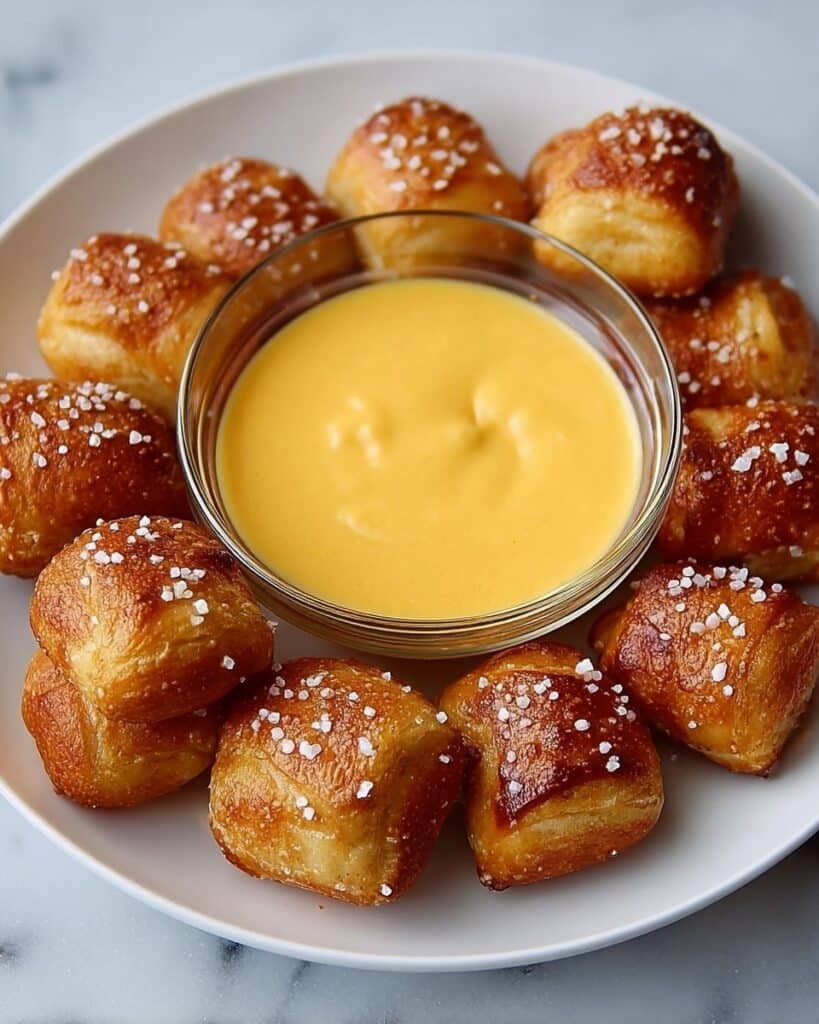 Homemade Soft Pretzel Bites with Cheddar Cheese Sauce Recipe