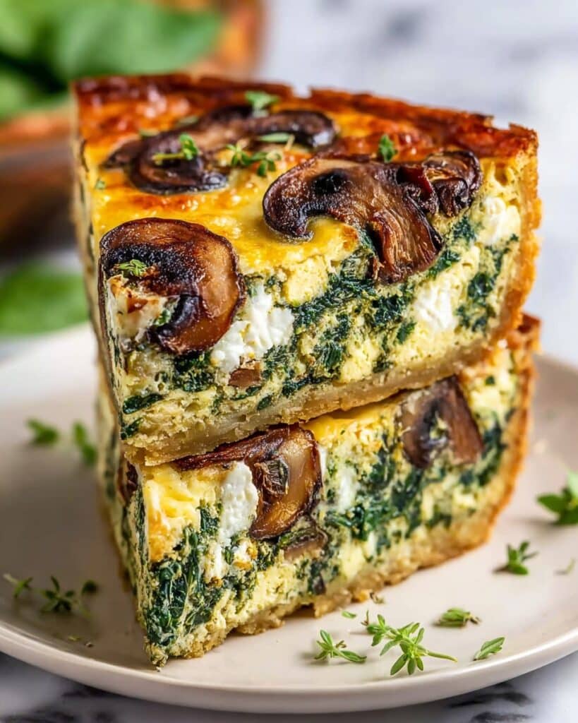 Best Spinach and Mushroom Crustless Quiche Recipe