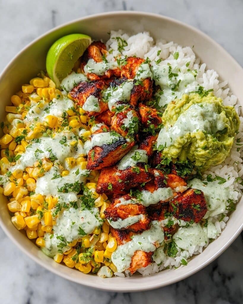 30-Minute Street Corn Chicken Rice Bowl Recipe