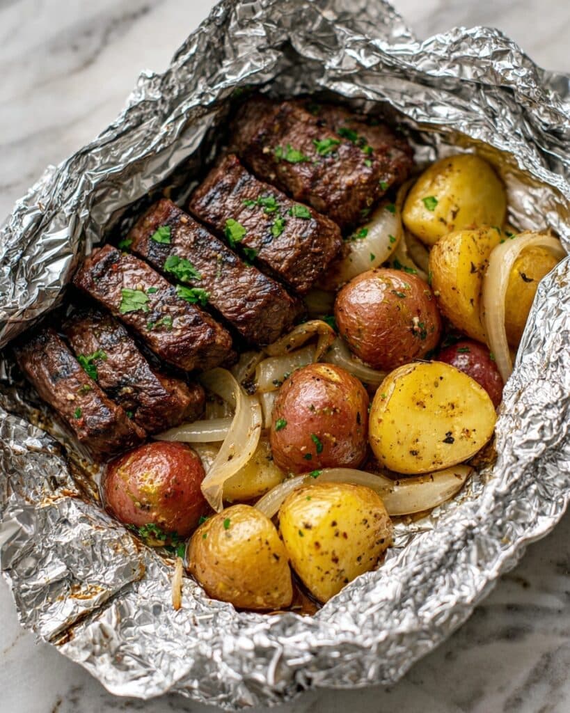 Oven-Baked 5-Ingredient Beef & Onion Foil Packet Dinner Recipe